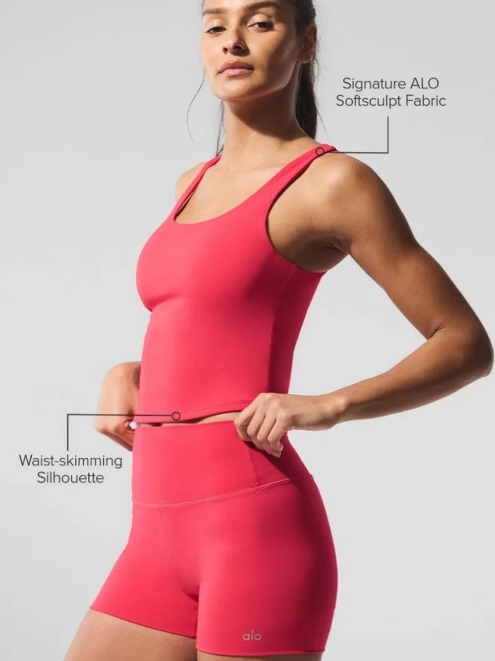 ALO Yoga Women's Softsculpt Tank Bodysuit in Coral